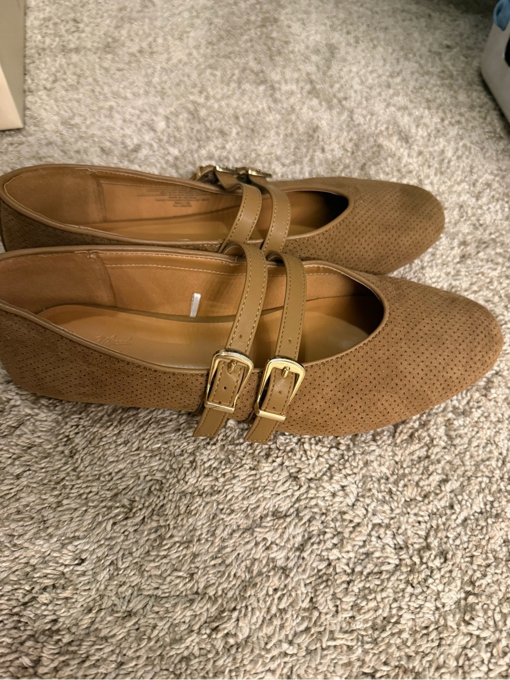 Women’s Double-Strap Mary Jane Flats in Tan